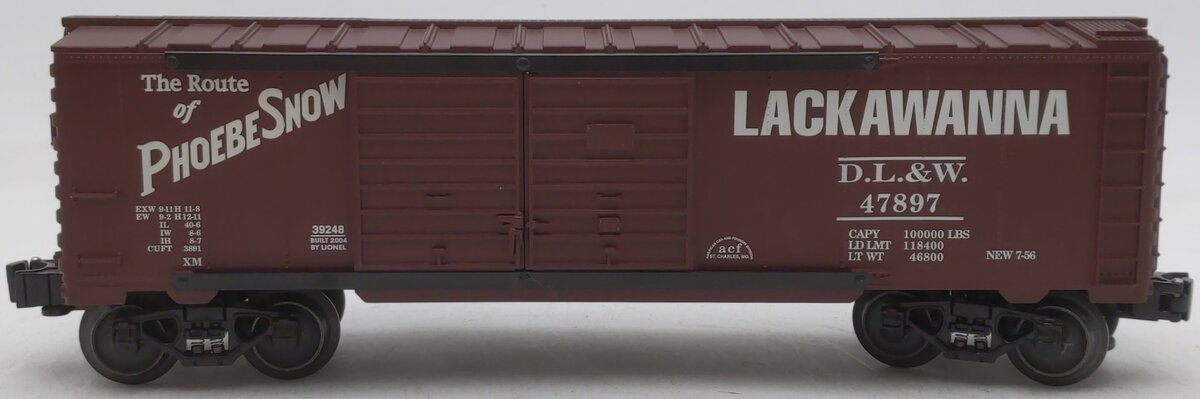 Lionel 6-39248 O Gauge Erie Lackawanna Double Door Box Car w/Hobo Inside #47897 LN/Box