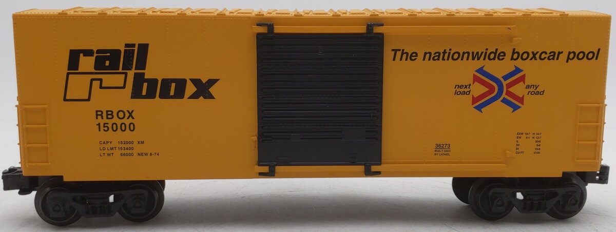Lionel 6-36273 O Gauge Railbox Hi Cube Boxcar #15000 EX/Box
