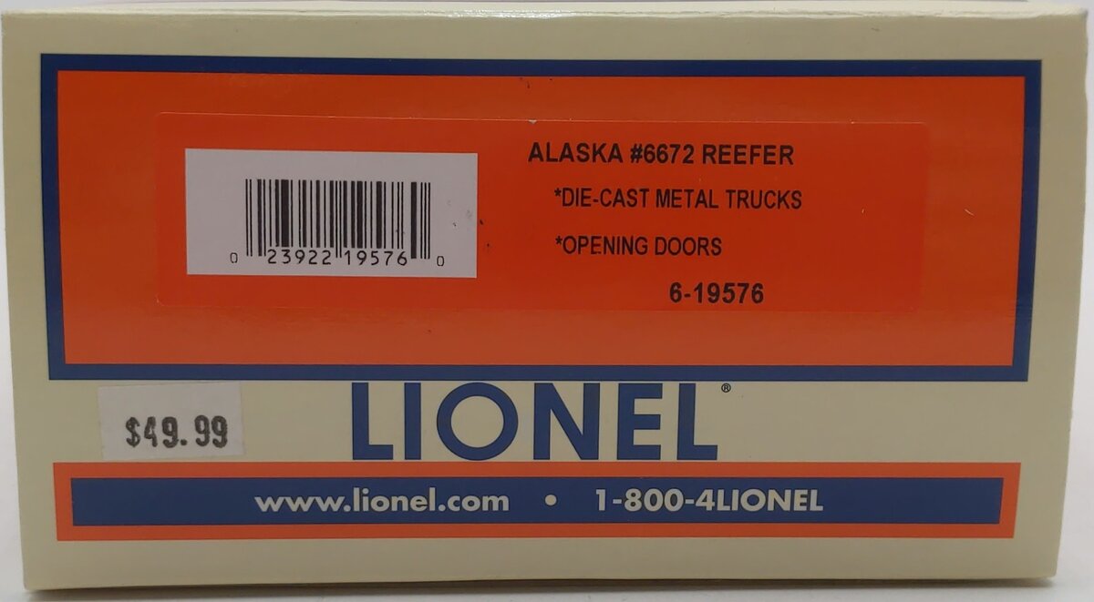 Lionel 6-19576 O Gauge Alaska Reefer Car #6672 EX/Box