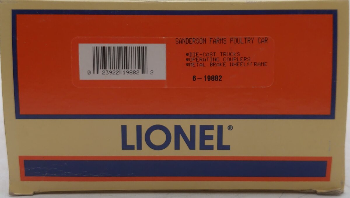 Lionel 6-19882 O Gauge Sanderson Farms Poultry Car LN/Box
