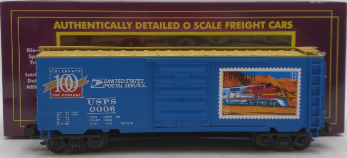 MTH 20-93056 O Gauge US Post Office 40' Single Door Boxcar #0006 EX/Box