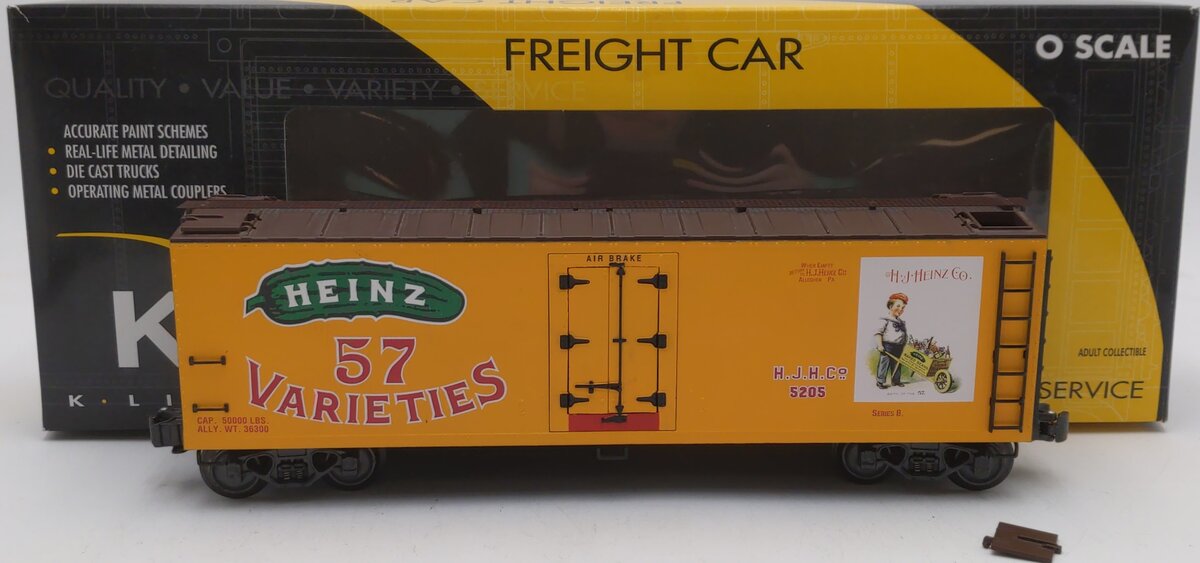 K-Line K762-5205 O Gauge Heinz 57 Varieties Wood-Sided Billboard Reefer Car EX/Box