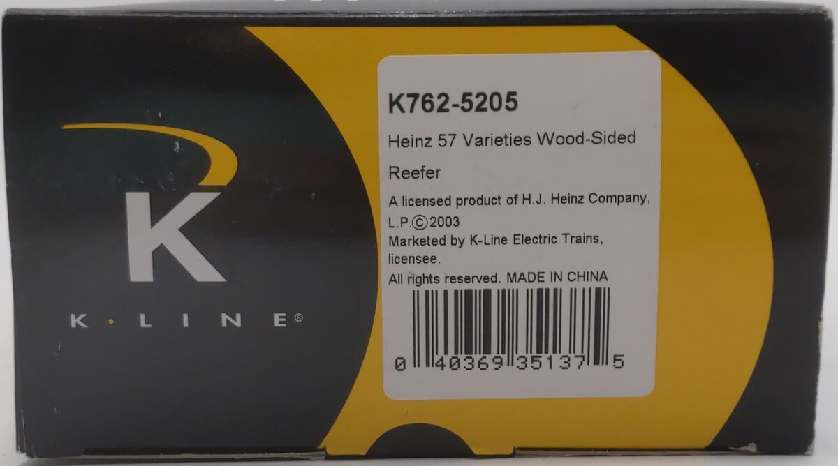 K-Line K762-5205 O Gauge Heinz 57 Varieties Wood-Sided Billboard Reefer Car EX/Box