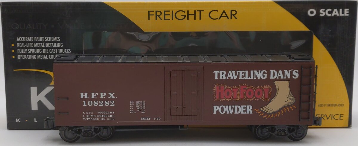 K-Line K762-8027 O Gauge Traveling Dan's Hot Foot Powder Billboard Reefer EX/Box