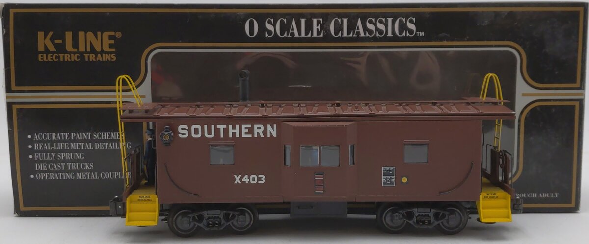 K-Line K612-2011 O Gauge Southern Bay Window Illuminated Caboose EX/Box