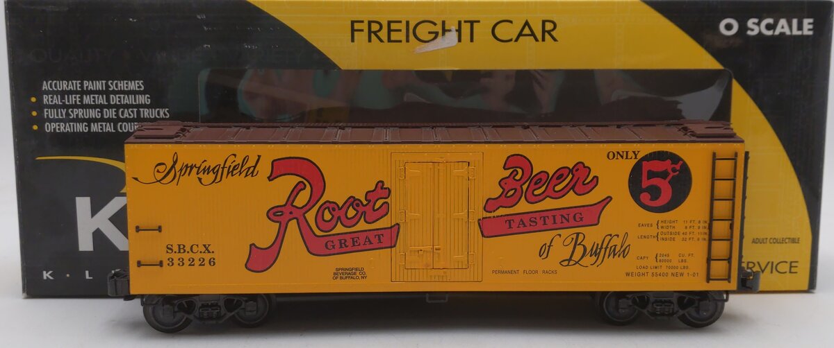 K-Line K762-8028 O Gauge Springfield Root Beer Refrigerator Car #33226 LN/Box