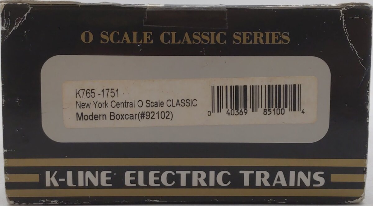 K-Line K765-1751 O Gauge New York Central Modern Box Car #92102 EX/Box