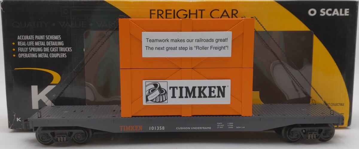 K-Line K691-8025 Timken Flat Car w/2 Crates LN/Box