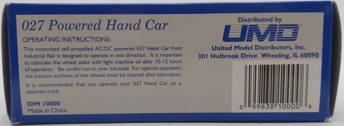Industrial Rail IDM10000 O Gauge Powered Hand Car LN/Box