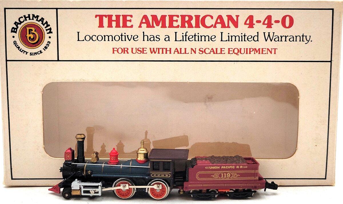 Bachmann No. 119 N Scale Union Paicifc 4-4-0 Steam Locomotive & Tender #119 LN/Box