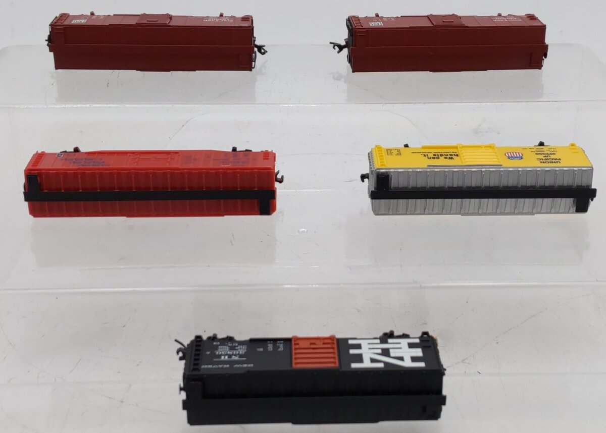 Model Power/Atlas N Scale Boxcars #80059,36830,499000,135902,135800 [5] EX/Box