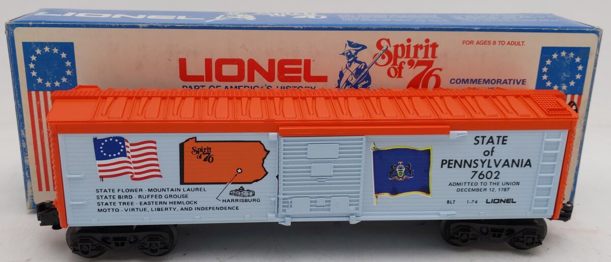 Lionel 6-7602 O Gauge Spirit of 76 State of Pennsylvania Boxcar #7602 EX/Box