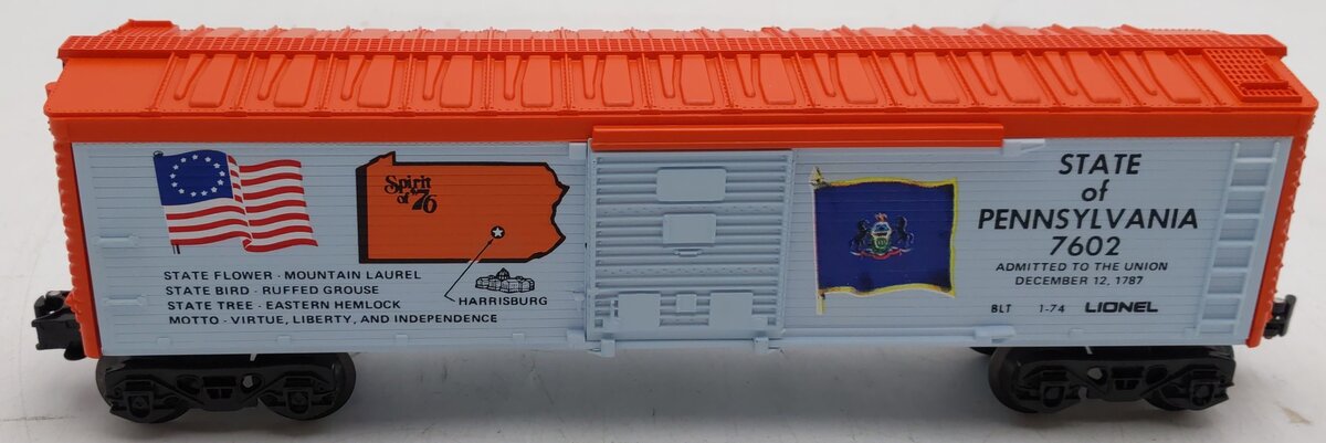 Lionel 6-7602 O Gauge Spirit of 76 State of Pennsylvania Boxcar #7602 EX/Box