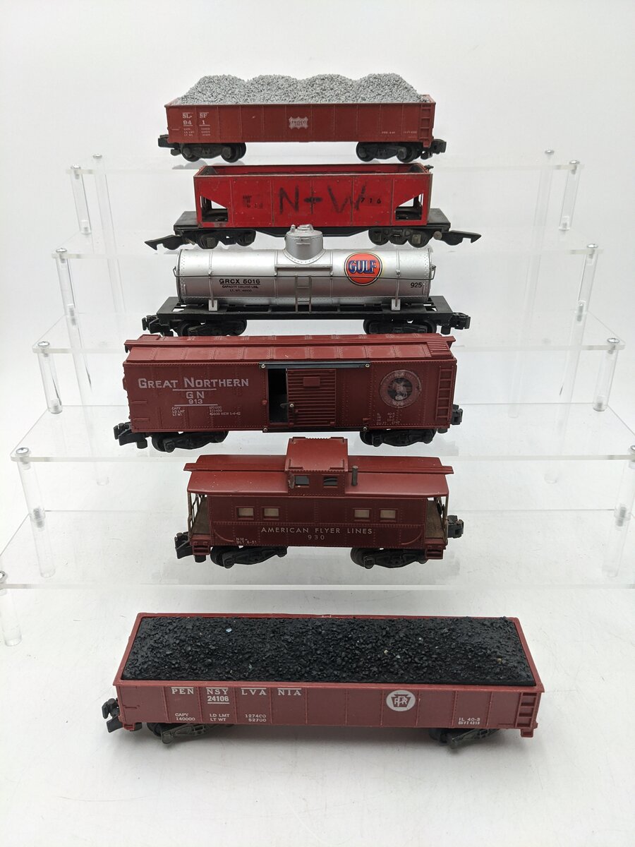 American Flyer S Assorted Freight Cars 941, 716, 925, 913, 930 & 24106 [6] VG