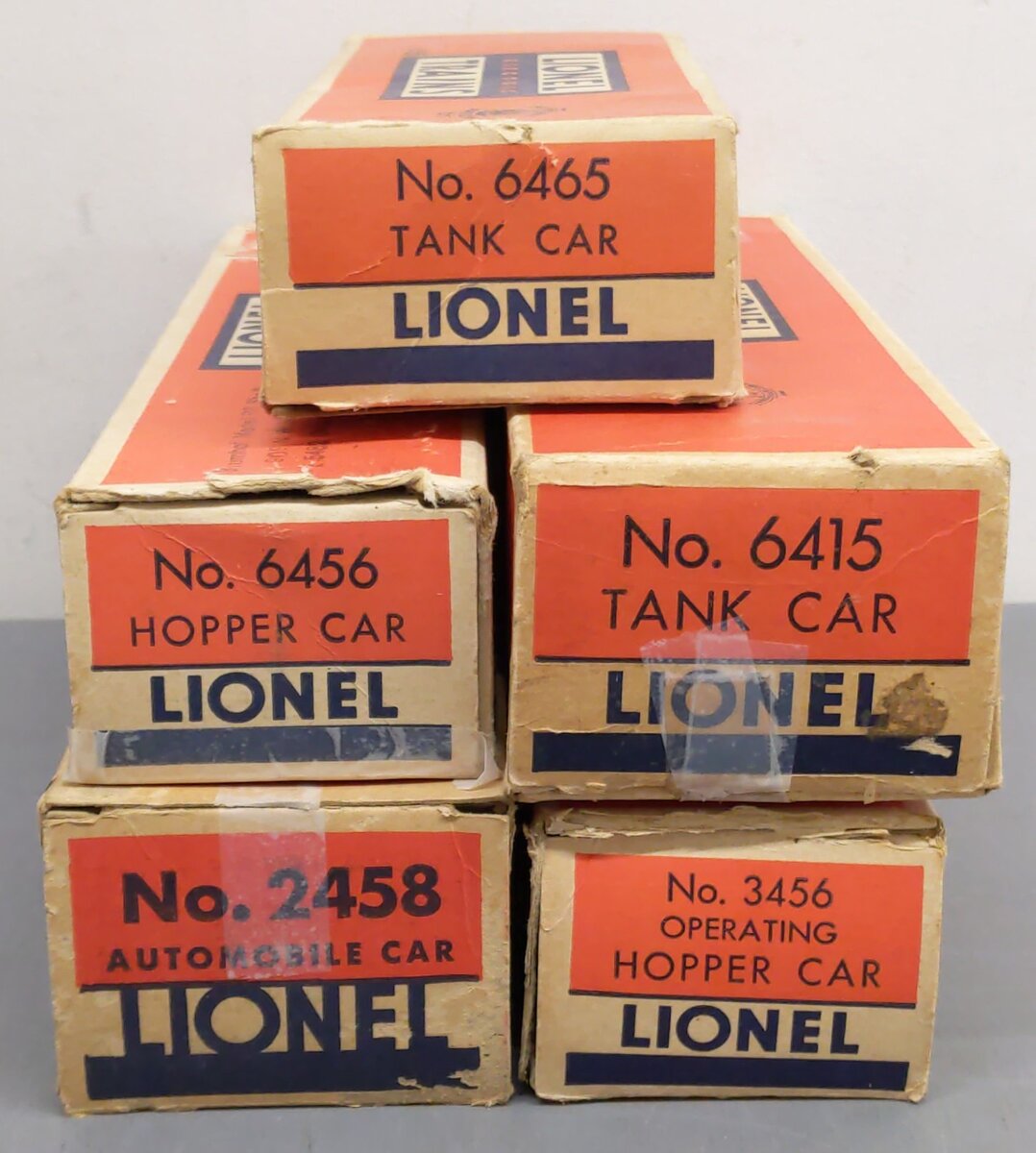 Lionel Vintage O Postwar Freight Cars: 6415, 6456, 3456, 6465 & 2458 [5] VG/Box