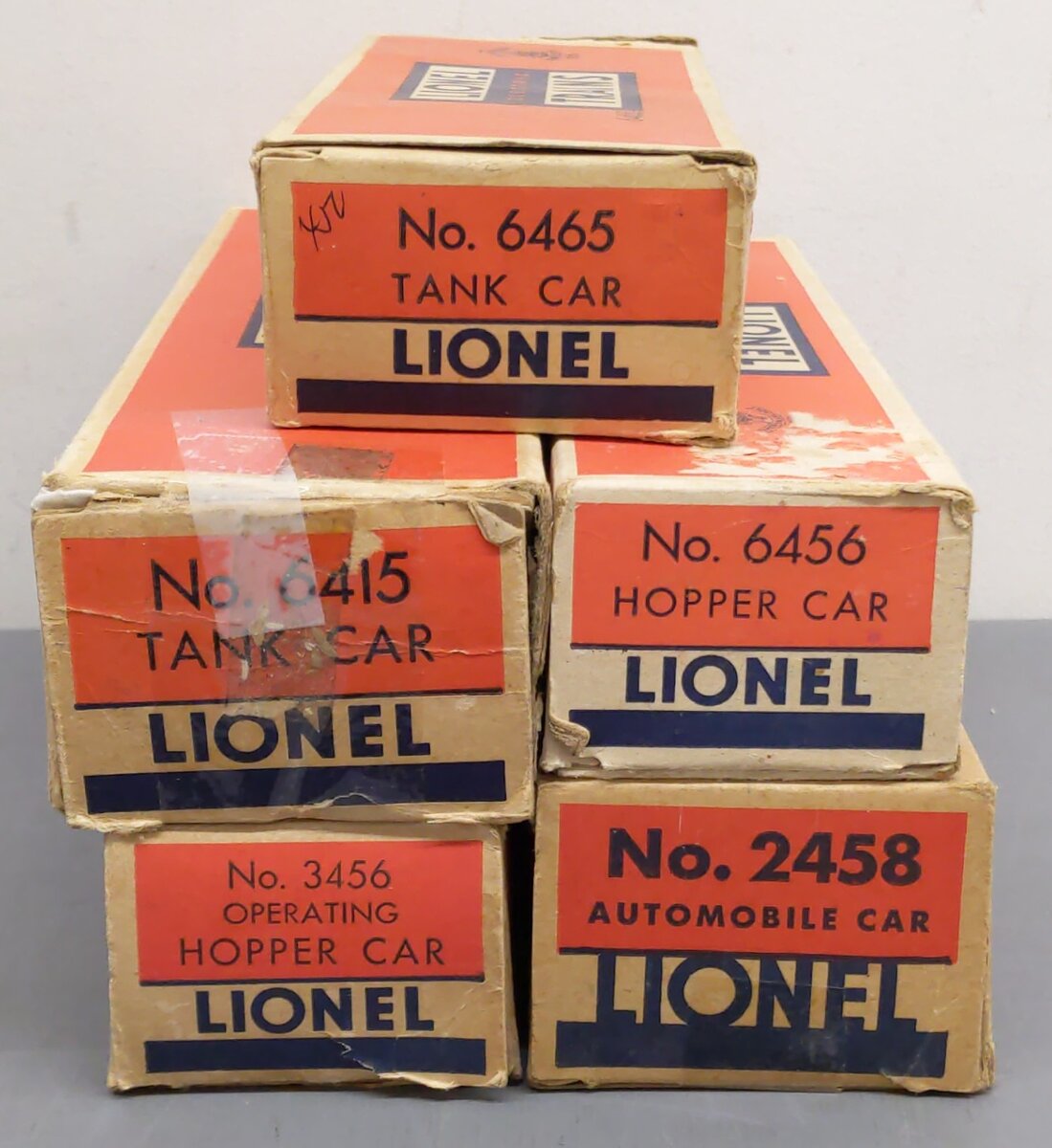 Lionel Vintage O Postwar Freight Cars: 6415, 6456, 3456, 6465 & 2458 [5] VG/Box