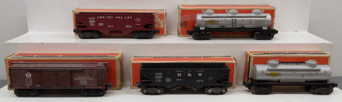 Lionel Vintage O Postwar Freight Cars: 6415, 6456, 3456, 6465 & 2458 [5] VG/Box