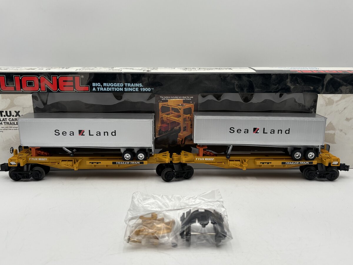 Lionel 6-16322 O Gauge TTUX Flatcar with 2 Sealand Trailers #16321, #16322 EX/Box