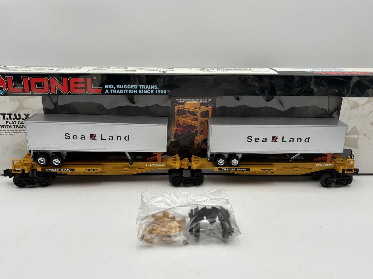 Lionel 6-16322 O Gauge TTUX Flatcar with 2 Sealand Trailers #16321, #16322 EX/Box
