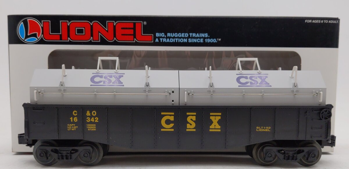 Lionel 6-16342 O Gauge CSX Gondola with Coil Covers EX/Box