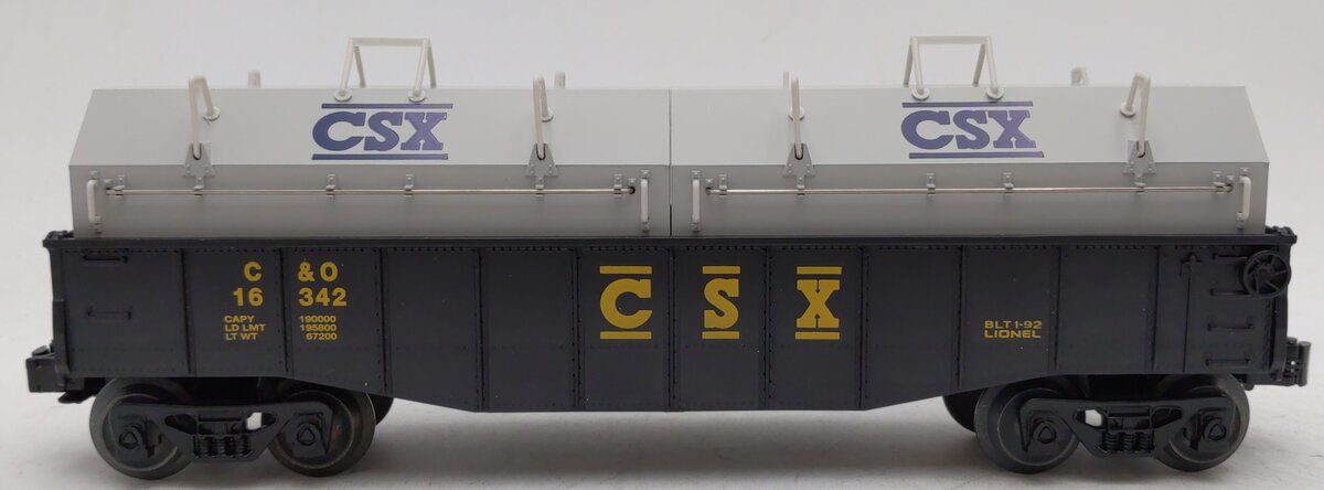 Lionel 6-16342 O Gauge CSX Gondola with Coil Covers EX/Box