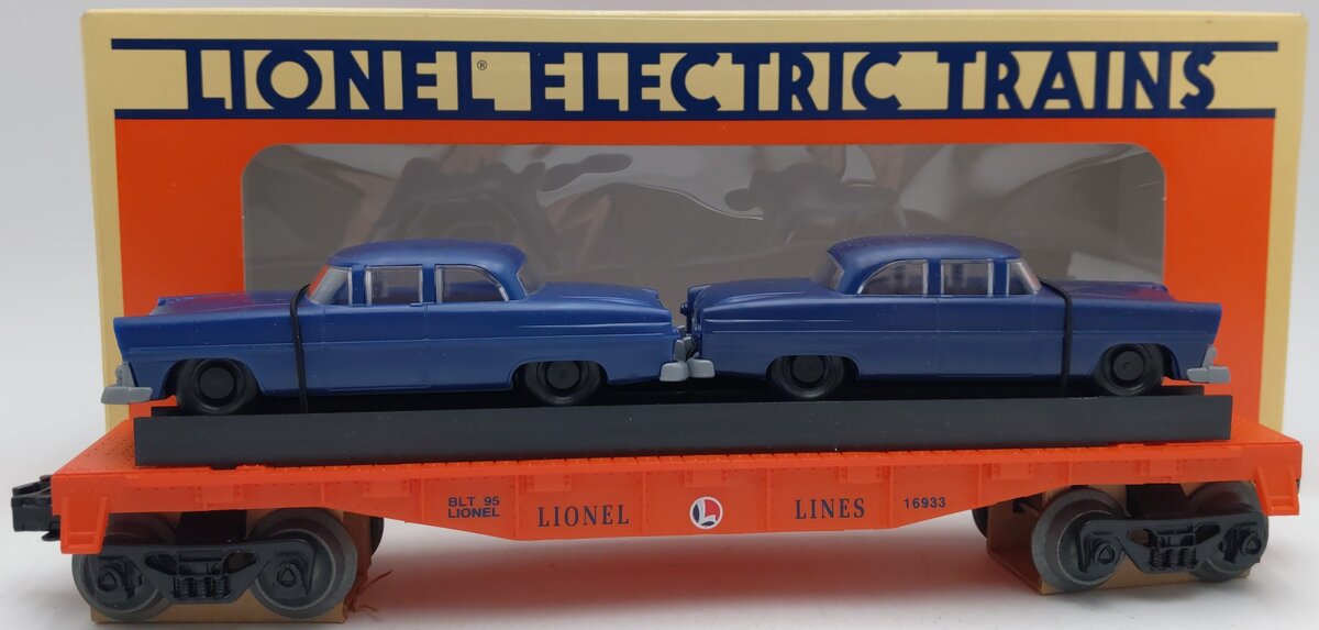 Lionel 6-16933 O Gauge Lionel Lines Flatcar with 2 Automobiles EX/Box