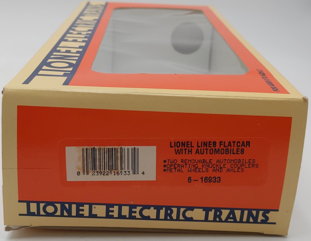 Lionel 6-16933 O Gauge Lionel Lines Flatcar with 2 Automobiles EX/Box