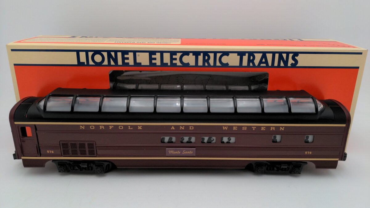 Lionel 6-19108 O Gauge Norfolk & Western "Monte Santo" Full Vista Dome Car #576 EX/Box