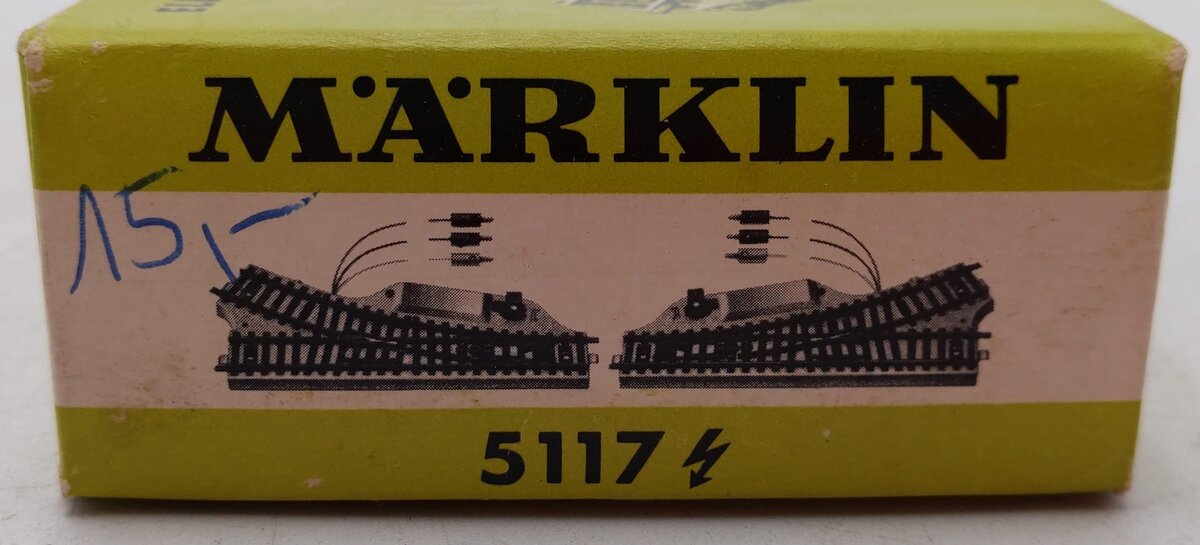 Marklin 5117 HO Scale Left and Right Track Turnouts (One Pair)/Box