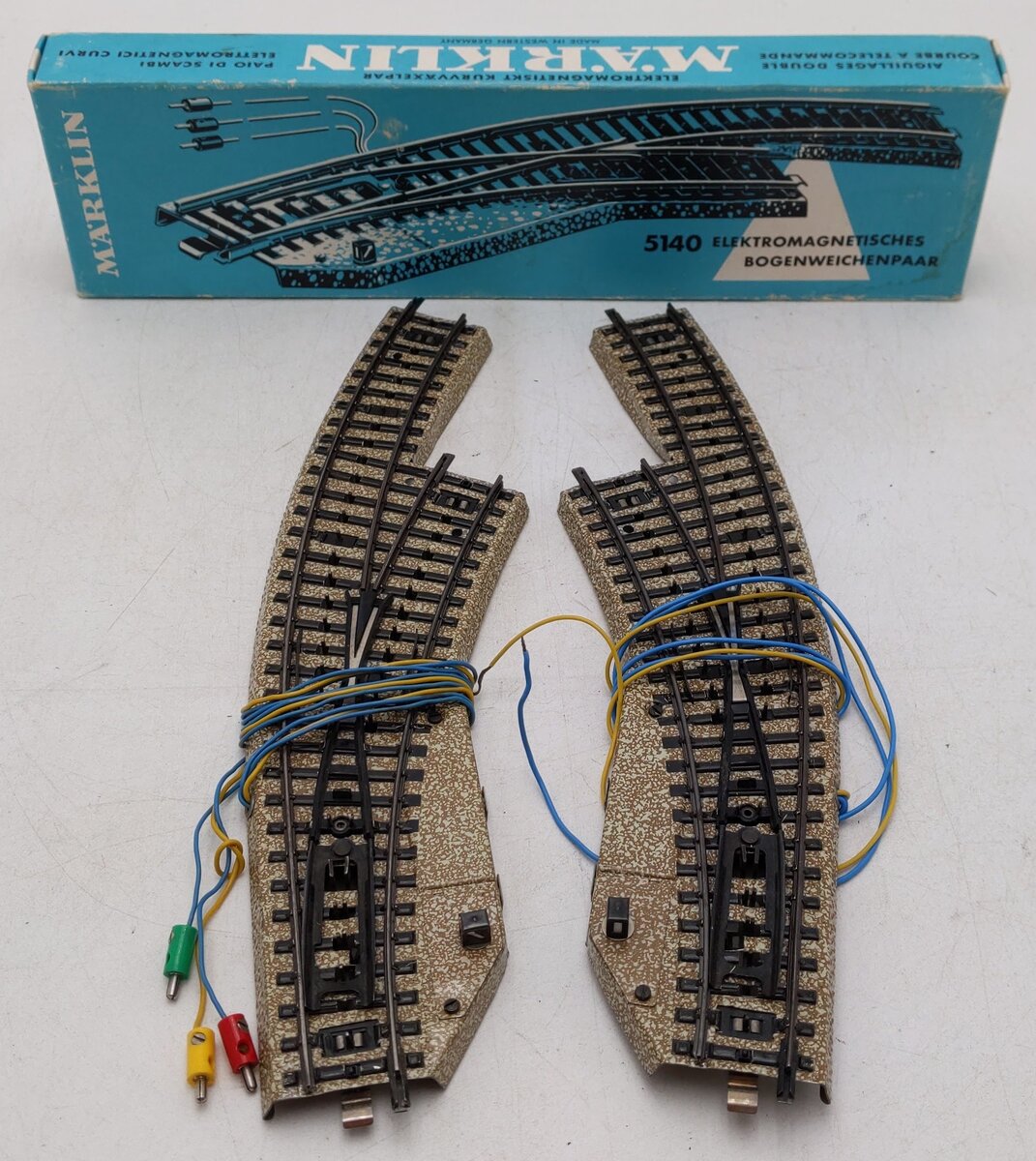 Marklin 5140 HO Curved Electric 2-Way Switches/Turnouts (Pair of 2) EX/Box