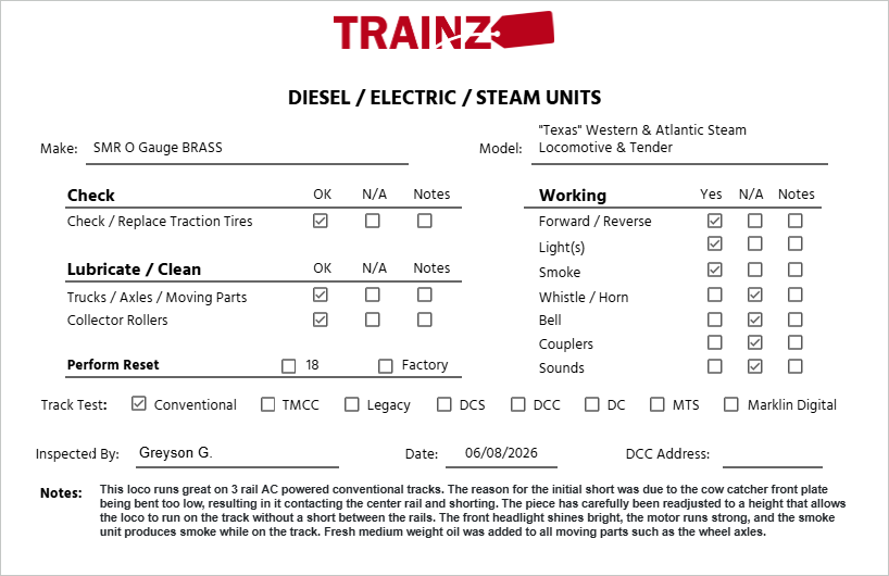 SMR O Gauge BRASS 