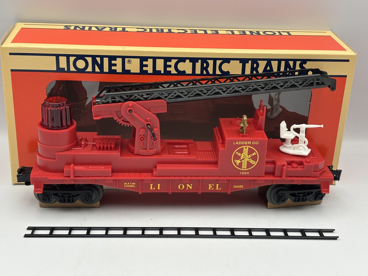 Lionel 6-16688 O Gauge Red Operating Fire Ladder Car VG/Box