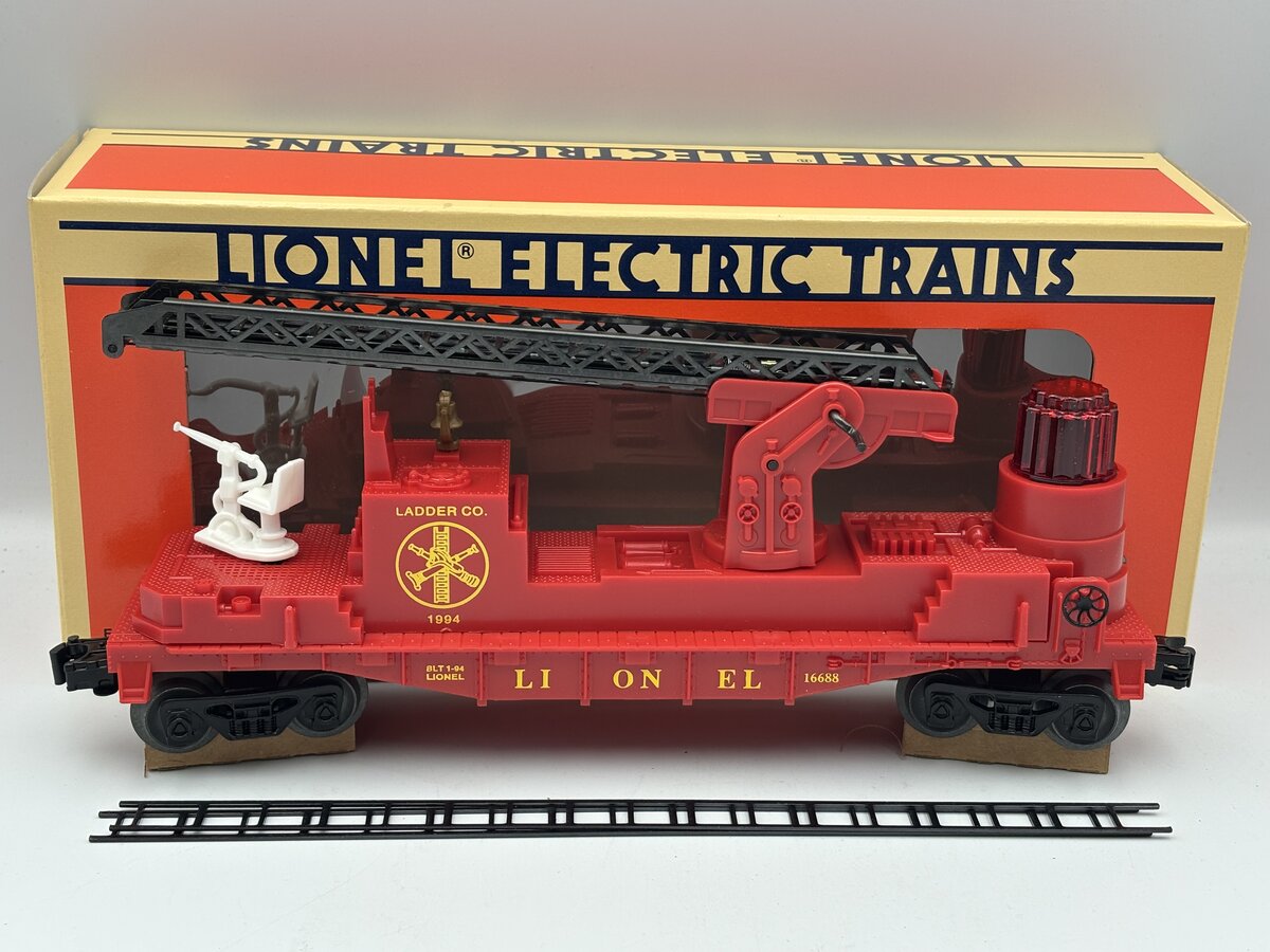 Lionel 6-16688 O Gauge Red Operating Fire Ladder Car VG/Box