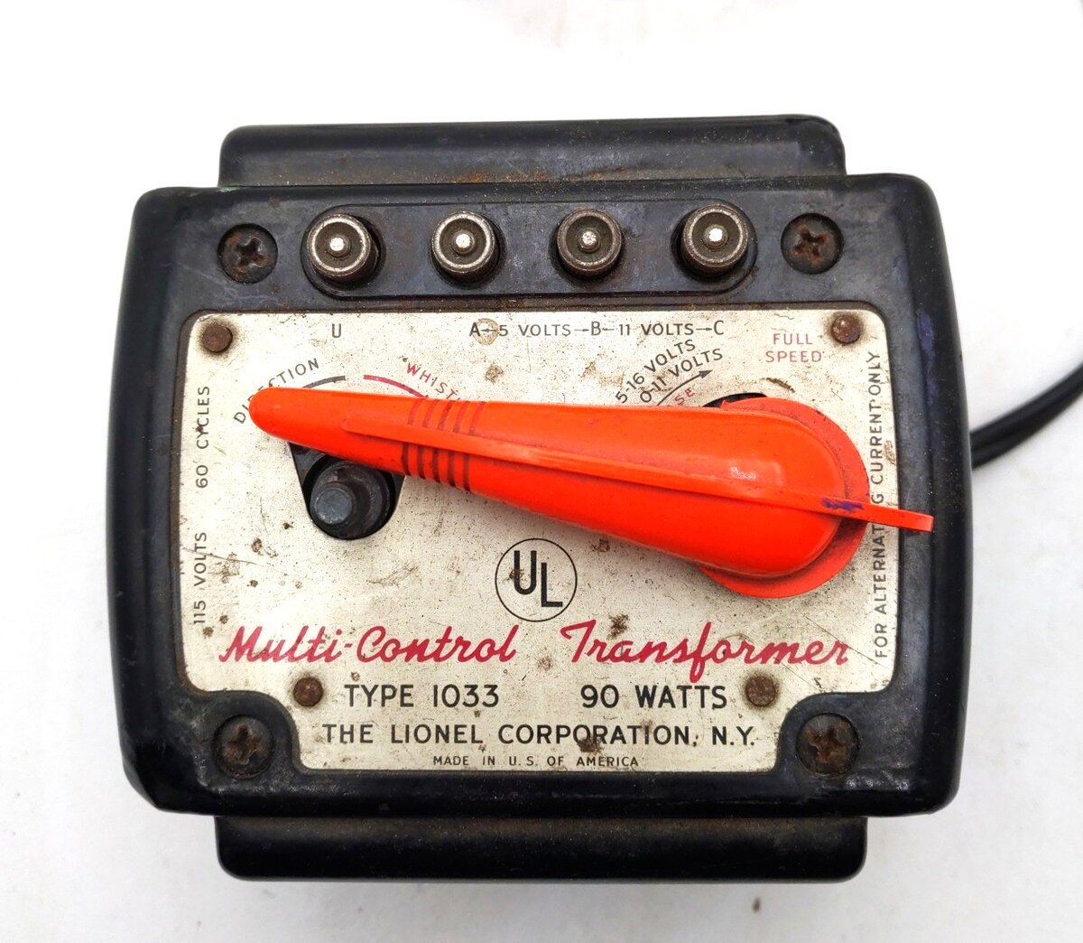 Lionel 1033 Vintage O 90 Watt Transformer w/ Whistle VG