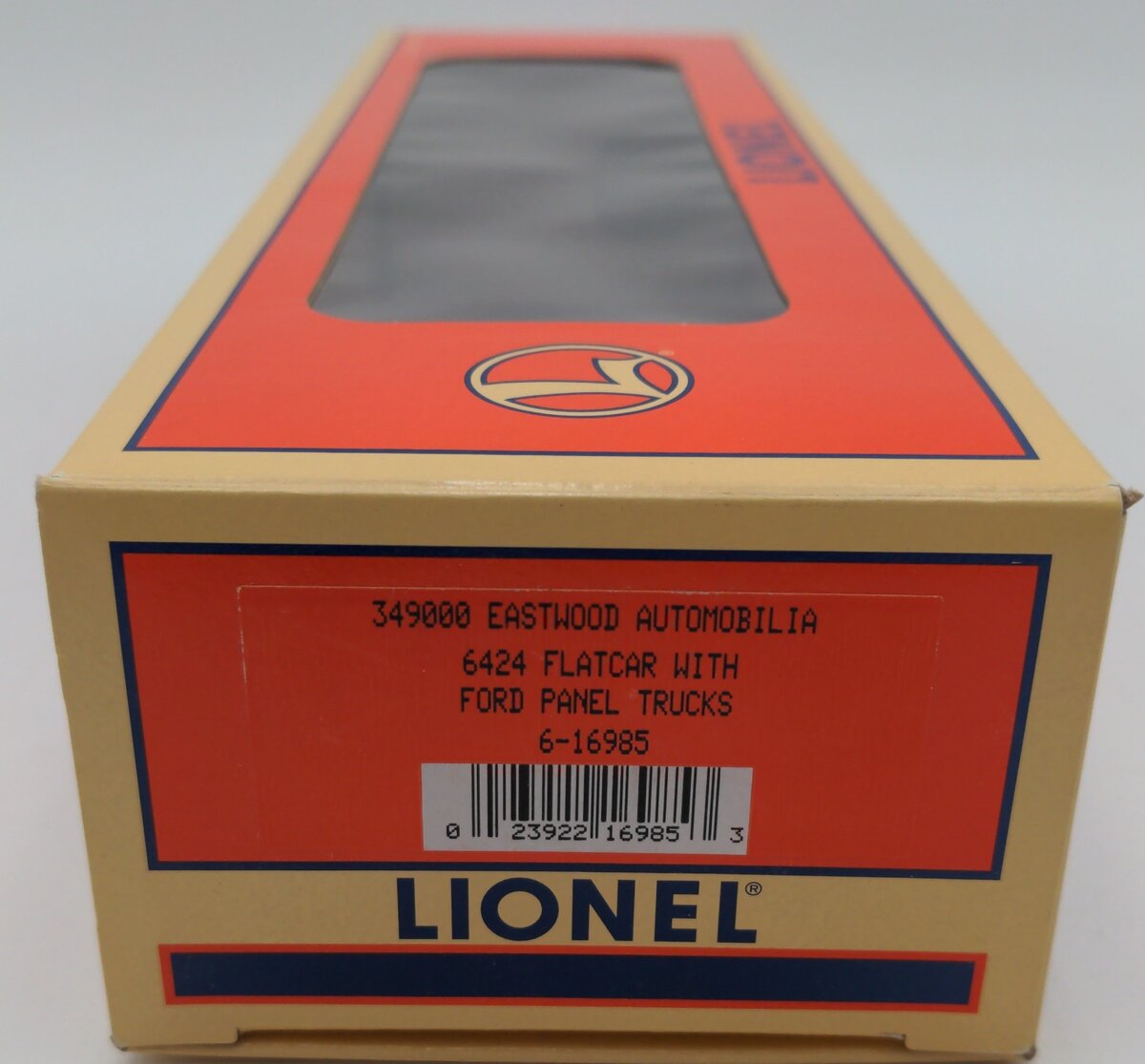 Lionel 6-16985 O Gauge Eastwood Automobilia Flatcar w/ Ford Panel Trucks #6424 EX/Box