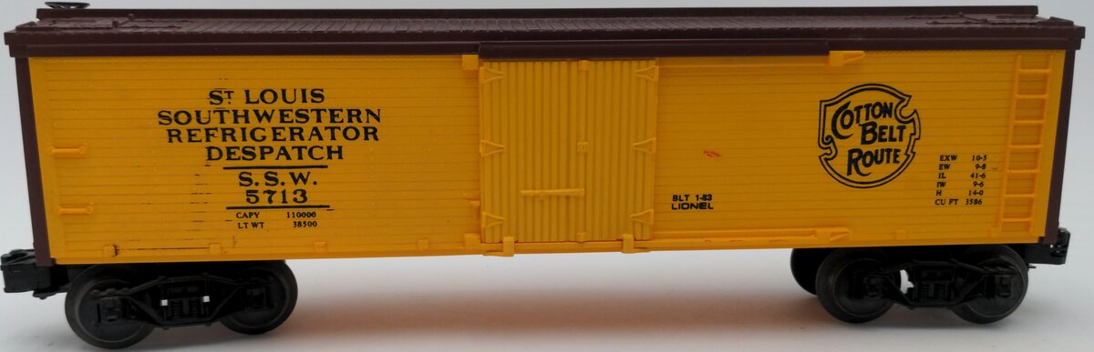 Lionel 6-5713 O Gauge SSW Cotton Belt Route Woodside Reefer Car EX/Box