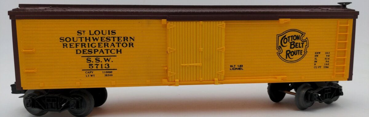 Lionel 6-5713 O Gauge SSW Cotton Belt Route Woodside Reefer Car EX/Box