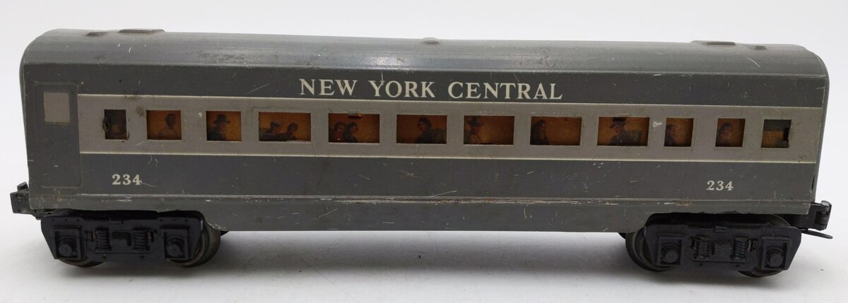 Marx 234 Vintage O New York Central Gray Metal Coach Passenger Car VG
