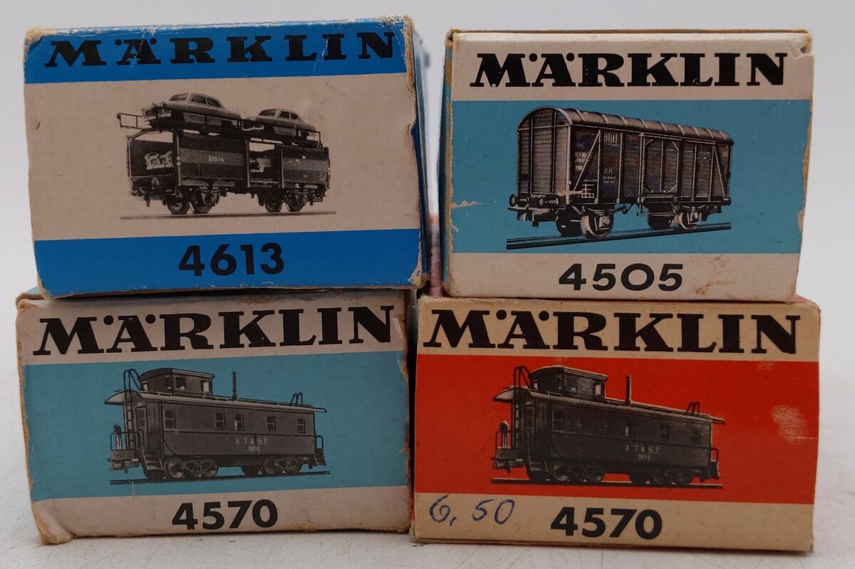 Marklin HO Scale German Federal Railway Assorted Freight Cars [4] VG/Box