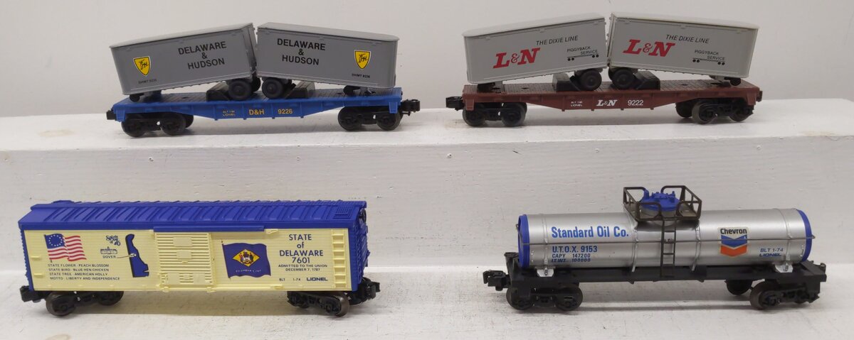 Lionel O Gauge Assorted Freight Cars #9153,7601,9226,9222 EX/Box