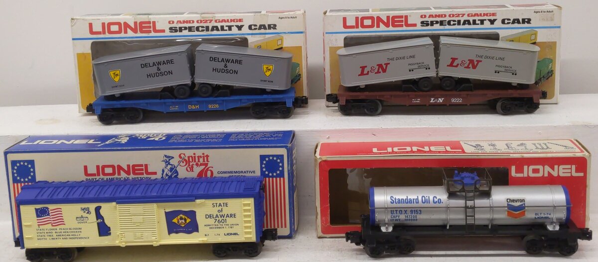 Lionel O Gauge Assorted Freight Cars #9153,7601,9226,9222 EX/Box