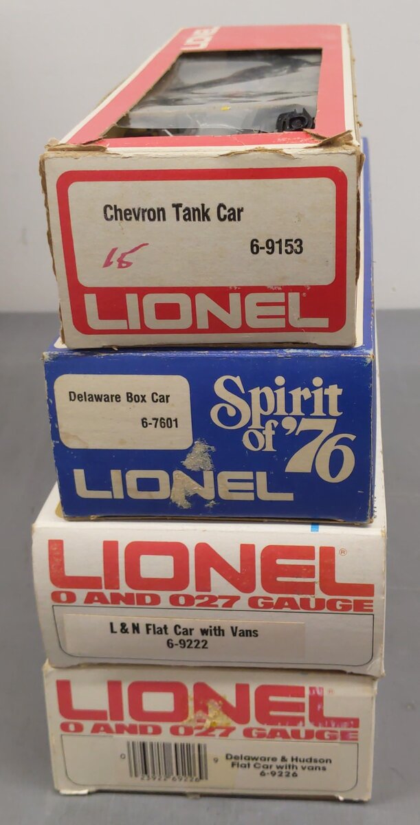 Lionel O Gauge Assorted Freight Cars #9153,7601,9226,9222 EX/Box