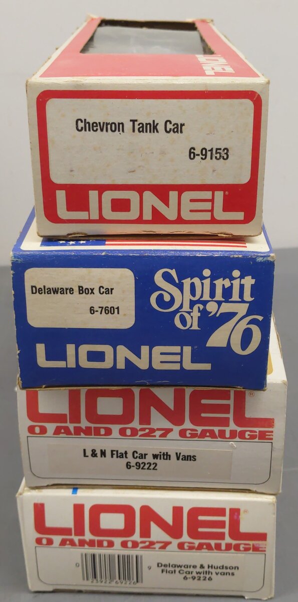 Lionel O Gauge Assorted Freight Cars #9153,7601,9226,9222 EX/Box