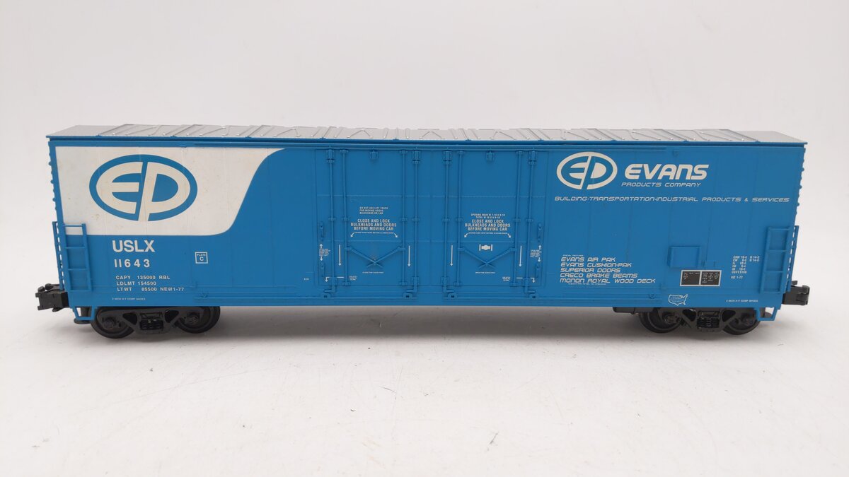 Atlas 6503-2 O Gauge Evans Products 53' Double-Plug Door Boxcar - 3 Rail EX