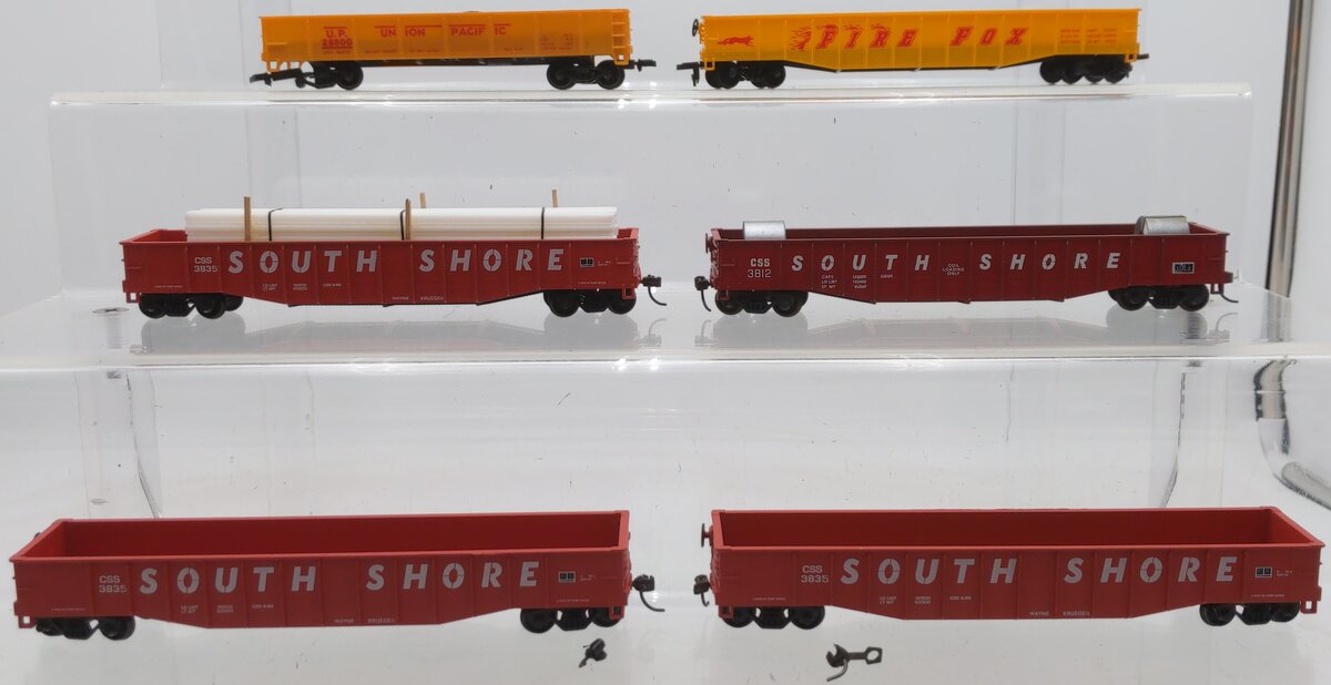 Assorted HO Scale Gondola Cars: 3835, 3812, 29500, Fire Fox [6] VG
