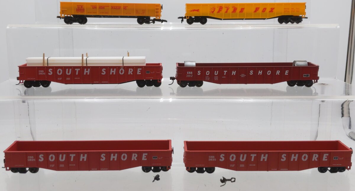 Assorted HO Scale Gondola Cars: 3835, 3812, 29500, Fire Fox [6] VG