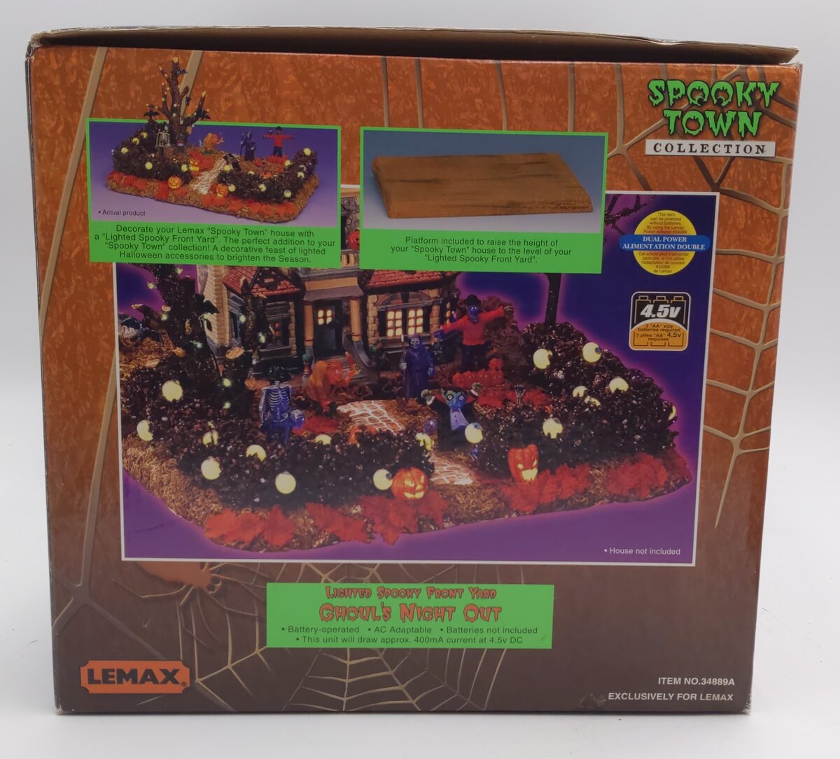 Lemax 34889 Spooky Town Ghouls Night Out Lighted Spooky Front Yard EX/Box