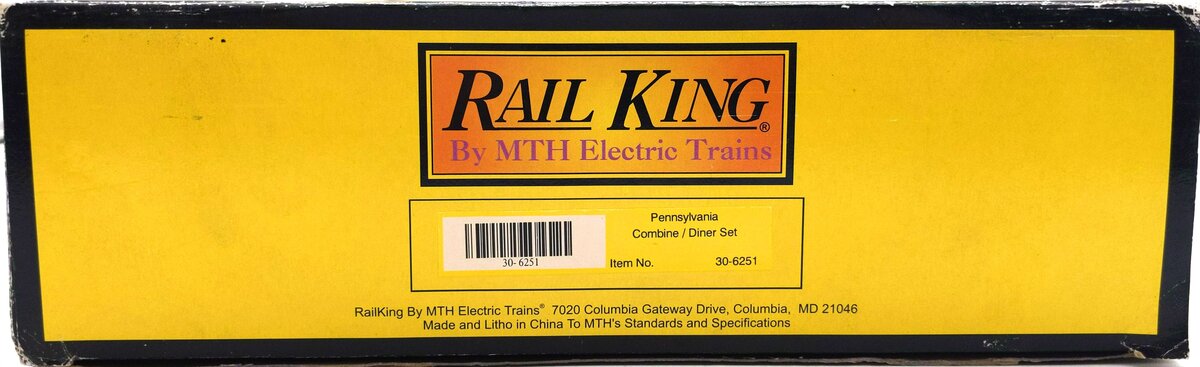MTH 30-6251 O Pennsylvania RailKing O-27 Madison Combo/Diner Set (Set of 2) EX/Box