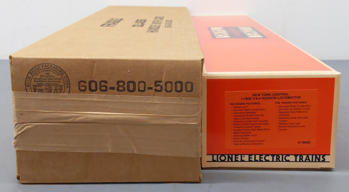 Lionel 6-18005 O NYC 4-6-4 700E Hudson Steam & Tender #5340 w/ Display Case EX/Box