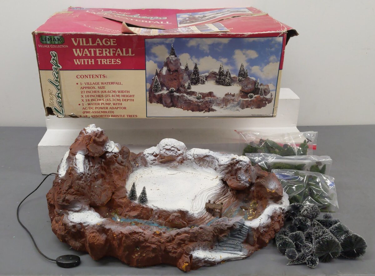 Lemax Village Waterfall With Trees/Box